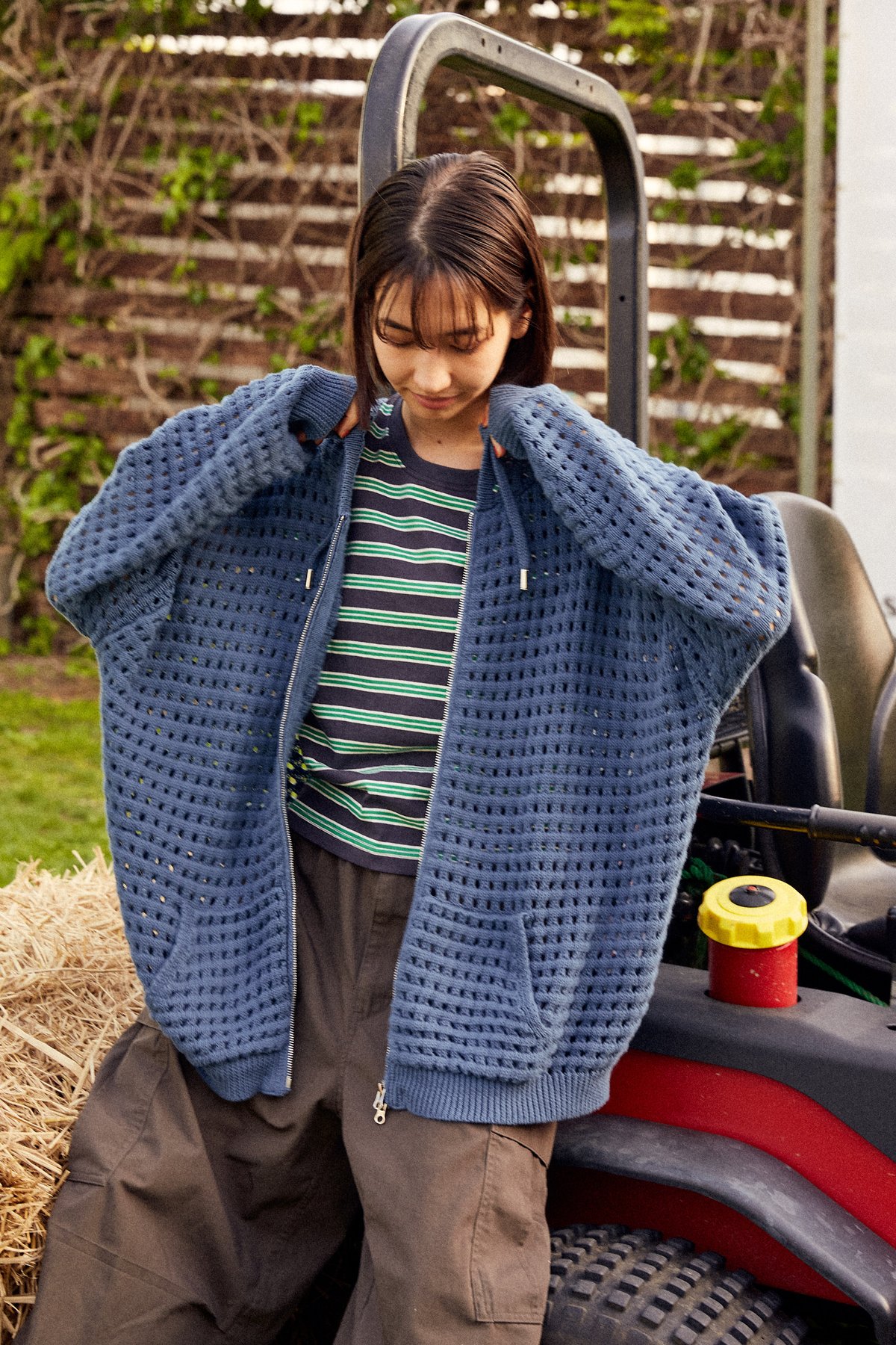 FARM FULL-ZIP SUMMER KNIT HOODIE | NASU FARM VI