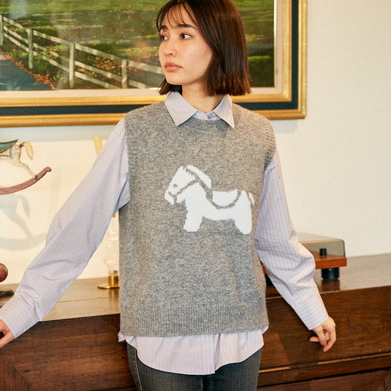 TOY HORSE KNIT VEST | NASU FARM VILLAGE ONLINE