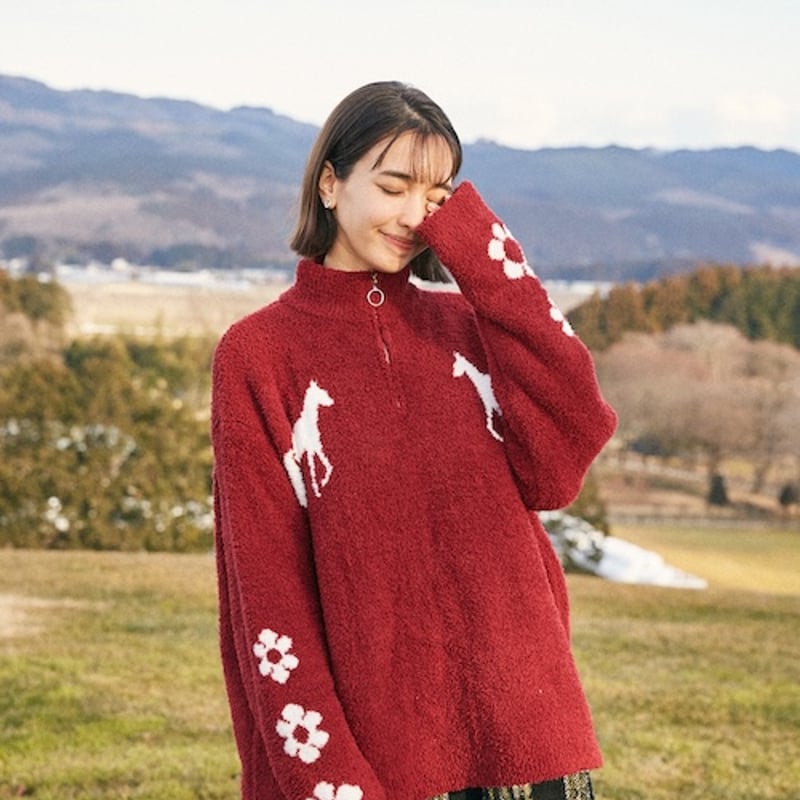 TEXTURED KNIT HALF ZIP JUMPER | NASU FARM VILLA