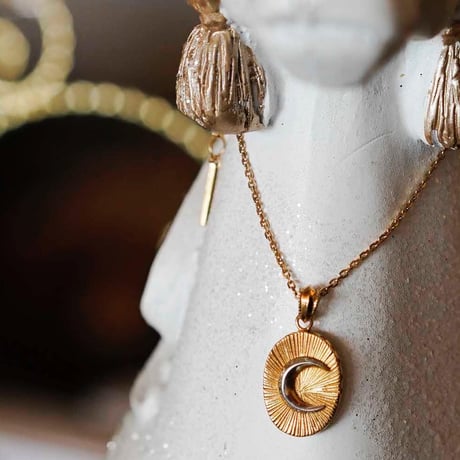 FARM MEDALLION PENDANT NECKLACE  - K18 gold plated Silver 925 chain
