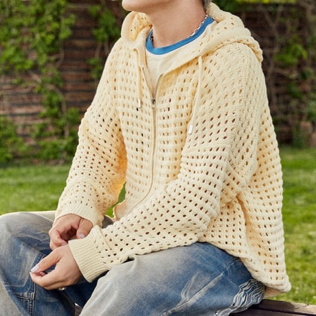 FARM FULL-ZIP SUMMER KNIT HOODIE