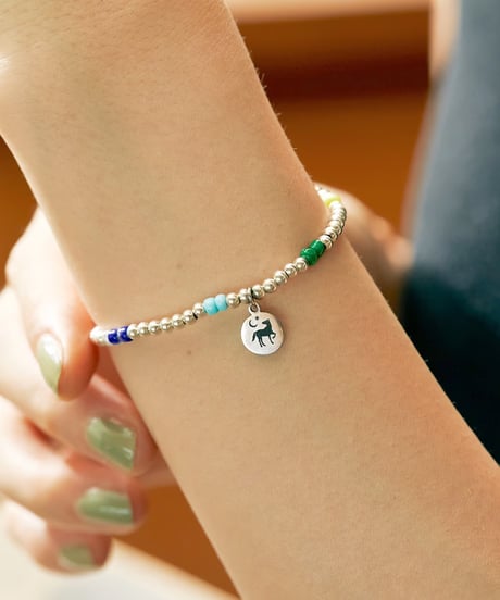 FARM LOGO CHARM 
SILVER BEADS BRACELET