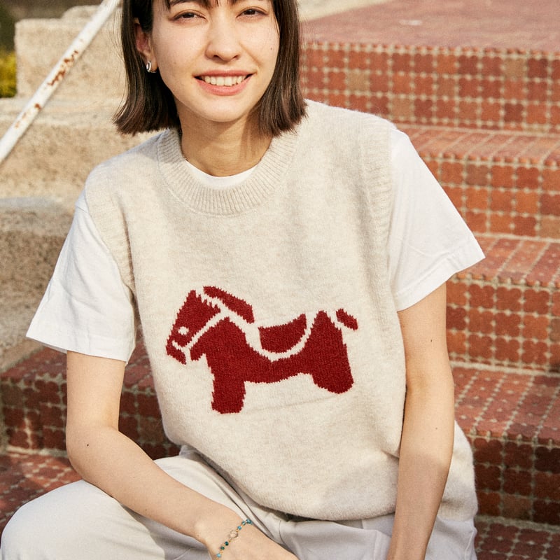 TOY HORSE KNIT VEST | NASU FARM VILLAGE ONLINE