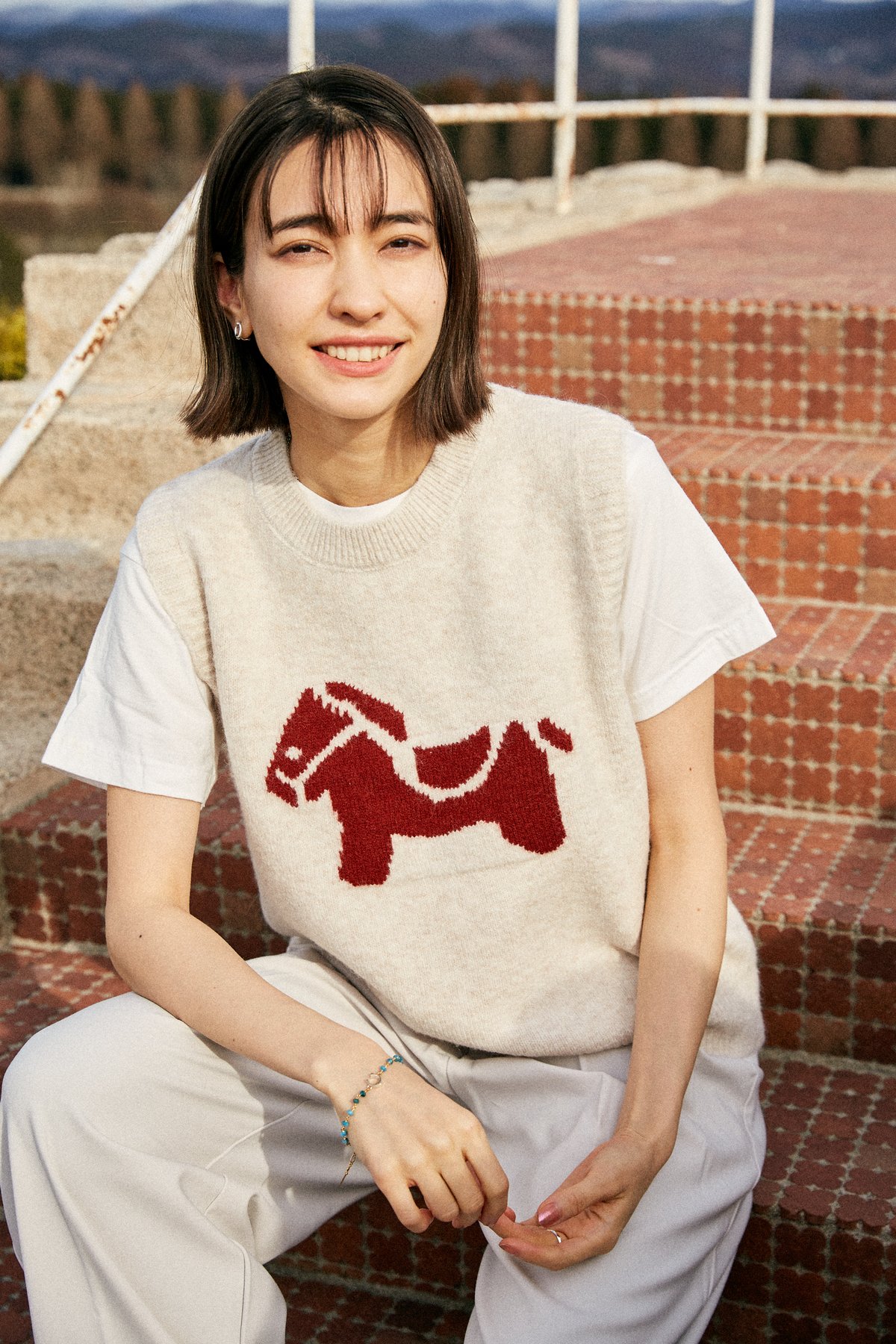 可愛い♡サノバチーズ 23SS Big Flower Knit Vest 完売品 可愛い♡サノバチーズ 23SS Big Flower Knit Vest 完売品 SON OF THE