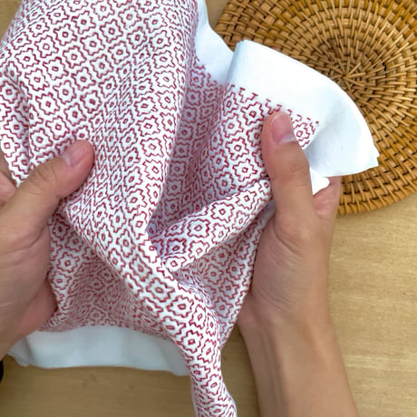 【再販】刺し子ふきんキット6「柿の花」糸なし