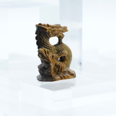 〈豊穣金龍＆急上昇〉タイガーアイ　ハイグレード　カービング　ドラゴン