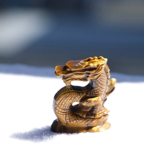 〈豊穣金龍＆急上昇〉タイガーアイ　ハイグレード　カービング　ドラゴン