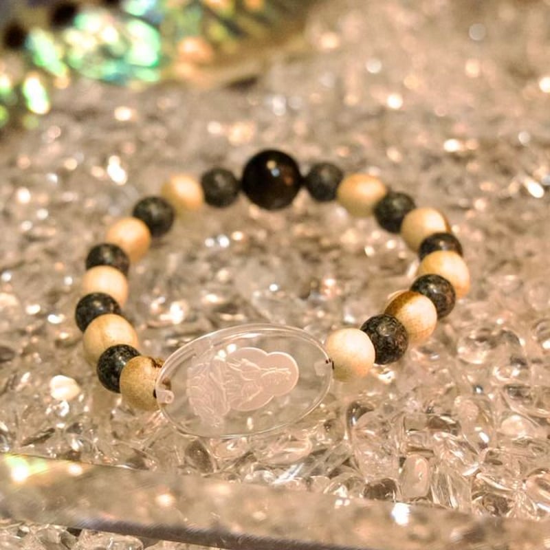 木製ビーズ×天然石プレセリブルーストーンブレスレット ブレスレット プレセリブルーストーン | 鉱石魔法道具と純銀