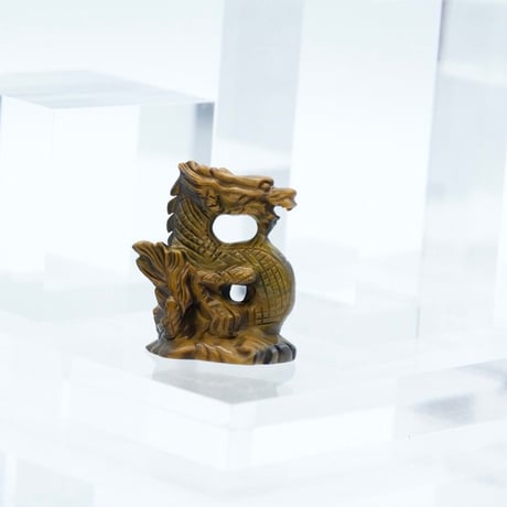 〈豊穣金龍＆急上昇〉タイガーアイ　ハイグレード　カービング　ドラゴン