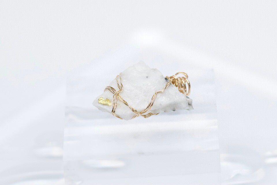 ライモナイトインクォーツのブレス　14kgfワイヤーラップ ライモナイトインクォーツのチェーンブレス 14kgfワイヤーラップ