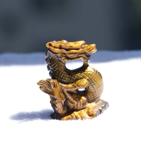 〈豊穣金龍＆急上昇〉タイガーアイ　ハイグレード　カービング　ドラゴン