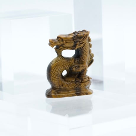 〈豊穣金龍＆急上昇〉タイガーアイ　ハイグレード　カービング　ドラゴン