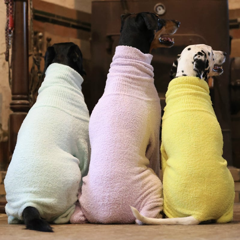 犬服　＊Lemon＊　ハンドメイド Fluffy Warm High-neck Rompers LEMON (yellow) JP