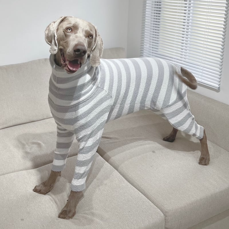 Fuzzy Stripe High-neck Rompers GRAY Stripe JPY1