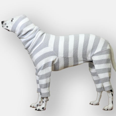Fuzzy Stripe High-neck Rompers　GRAY Stripe　JPY10,500+10%TAX