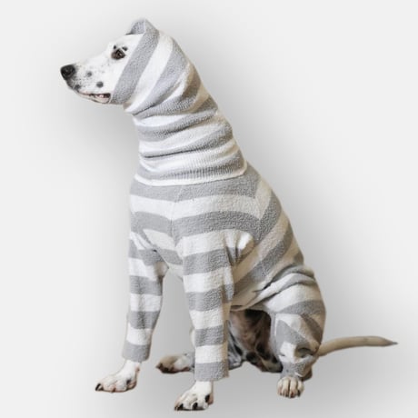 Fuzzy Stripe High-neck Rompers　GRAY Stripe　JPY10,500+10%TAX
