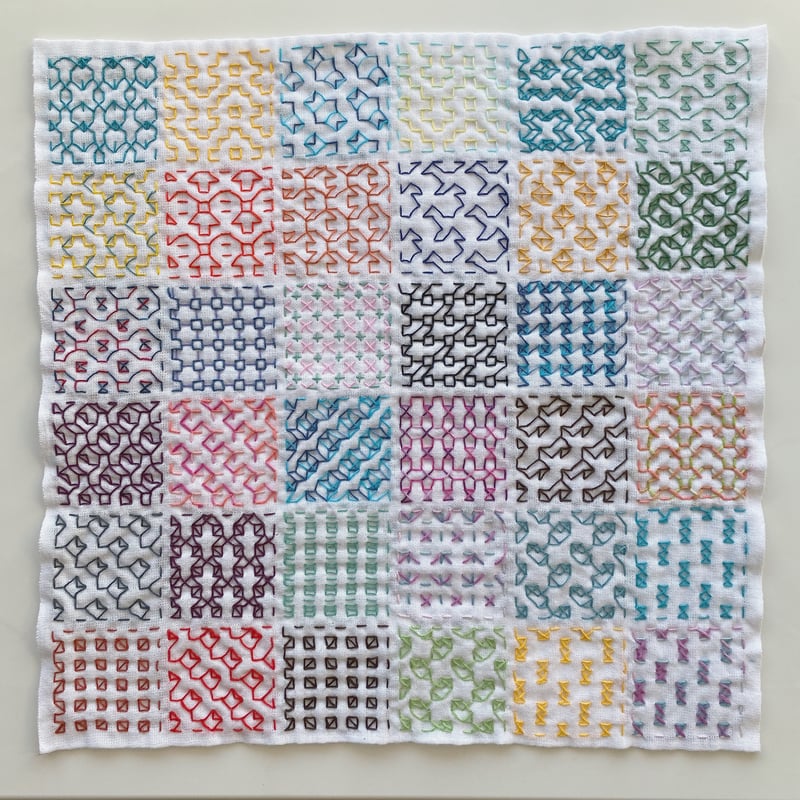 続・一目刺しの刺し子のふきん& 36分割カラフルキット | あやこのさしこ