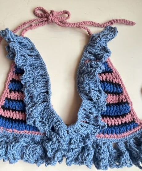 triangle border frill bustier  black