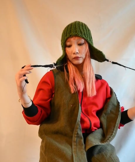 ear muff knit cap  （Green）