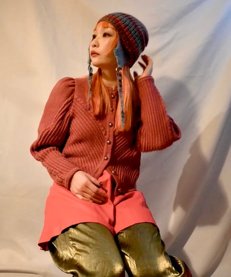 Compact ear muff knit cap [Blue] size14.5㎝