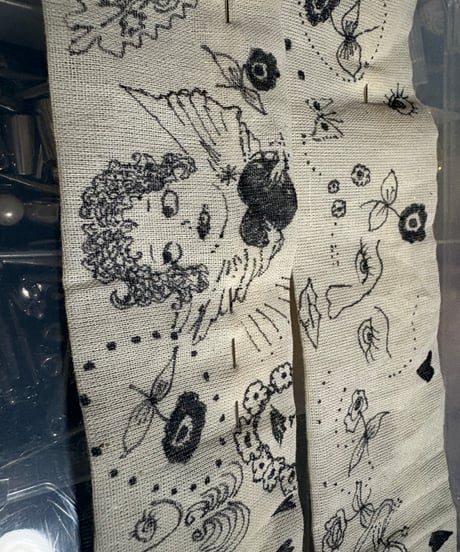 hand motif choker ivory手書きイラストビーズTYPE