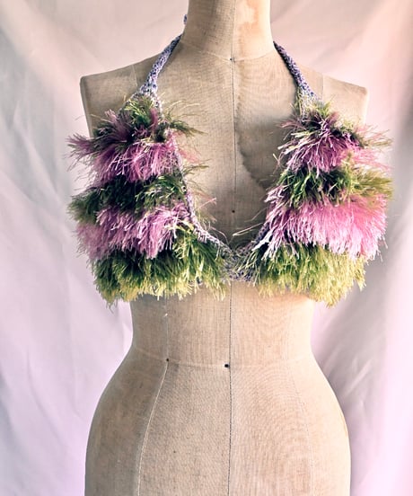 もけもけ bustier 【pink×green】