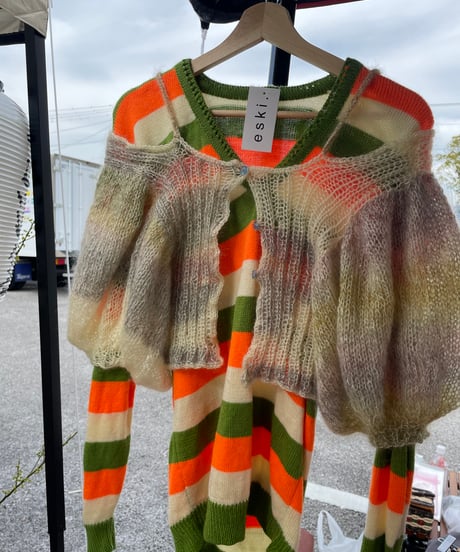 mohair off shoulder cardigan