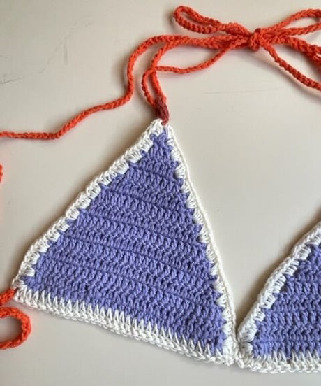 triangle bustier  purple × orange