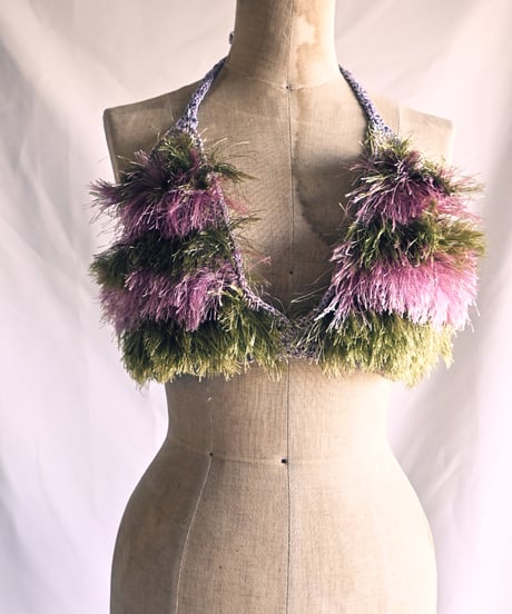 もけもけ bustier 【pink×green】