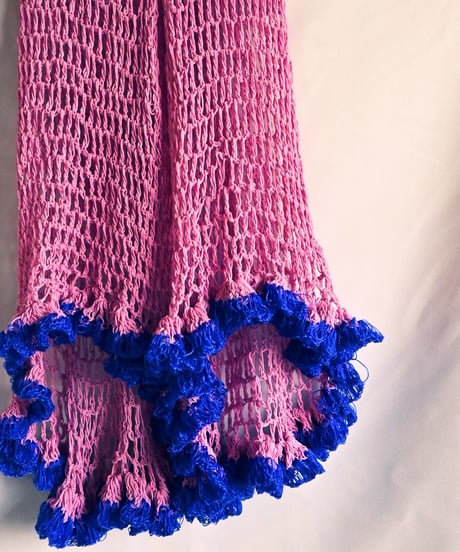 hem frill pants  【pink×Blue】