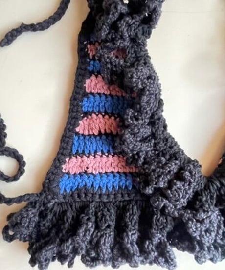 triangle border frill bustier  black