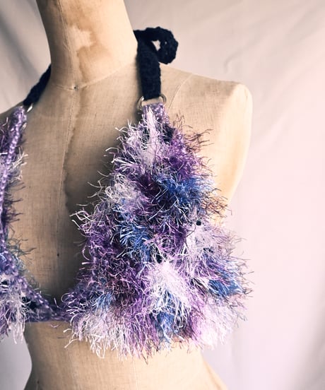 もけもけ bustier 【purple×black】