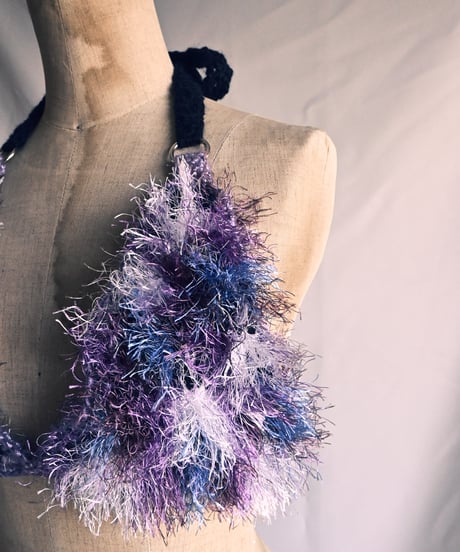 もけもけ bustier 【purple×black】