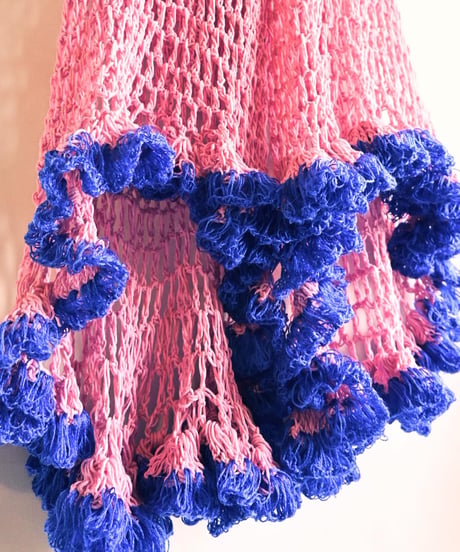 hem frill pants  【pink×Blue】