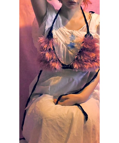 もけもけbustier 【 pink×black】