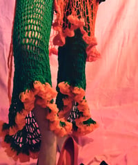 hem frill pants  【green×orange】