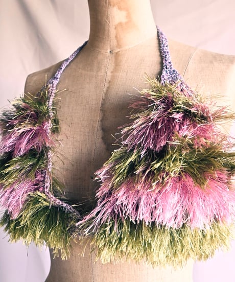 もけもけ bustier 【pink×green】