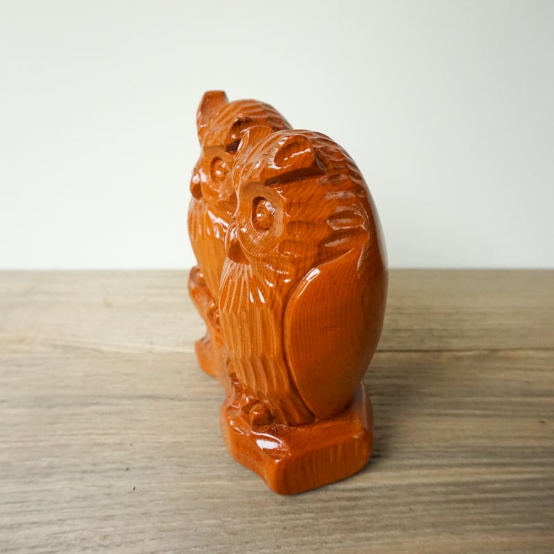 二羽フクロウ木彫り (北海道産イチイ材) | woodplaza's STORE 二羽フクロウ木彫り (北海道産イチイ材) | woodplaza's STORE