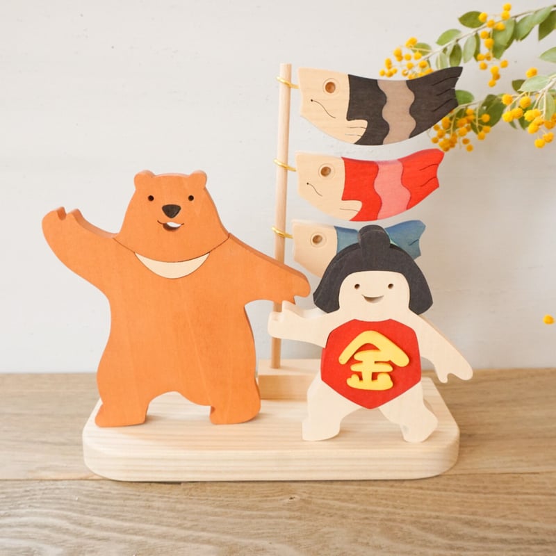 【美品】WOODY WORK OKADA　木製パズル 金太郎 端午の節句 端午の節句飾り 金太郎とクマ | woodplaza's STORE