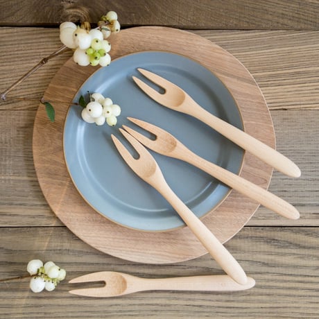 オホーツク産カバ材 デザートフォーク (大)