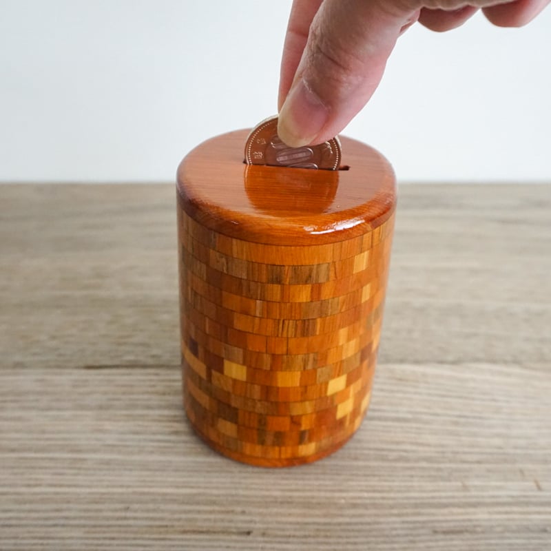 木製 彫刻 貯金箱 寄木細工風 道産材 寄木細工 貯金箱 | woodplaza's STORE