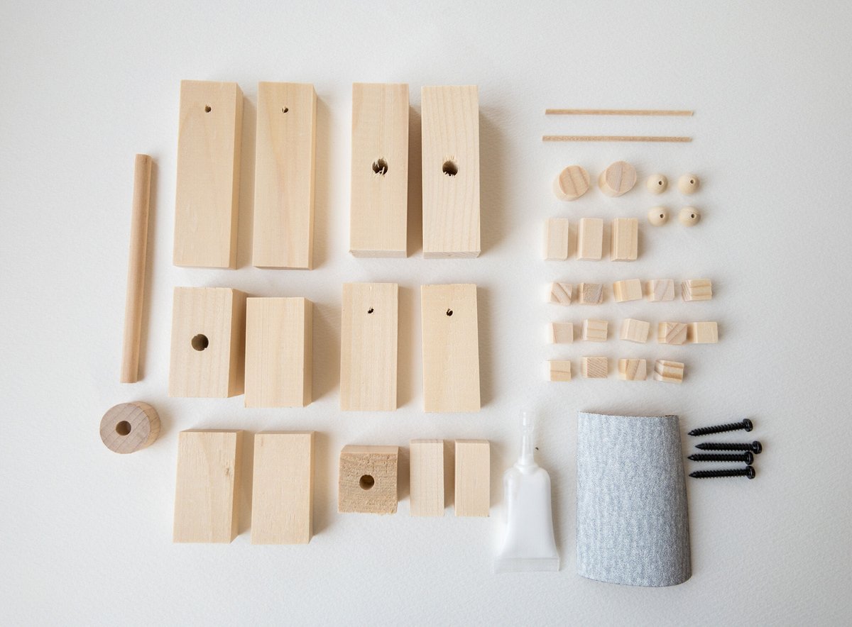 手作り木工・木製可動式ロボット(材料　ヒノキ材素地仕上げ) 木工工作キット ロボット | woodplaza's STORE