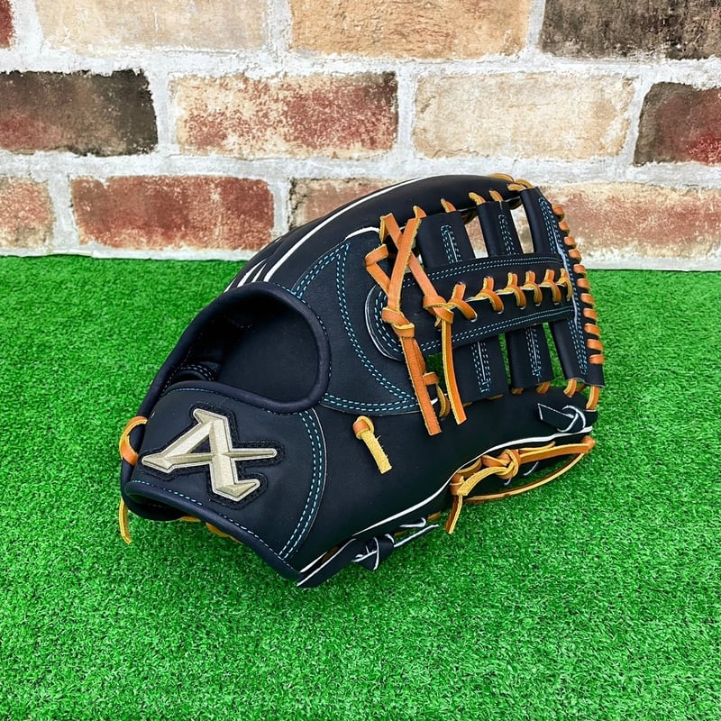 人気 ATOMS 軟式グローブ 702型 外野手用 Nブラック ANU-702+ 型付け  