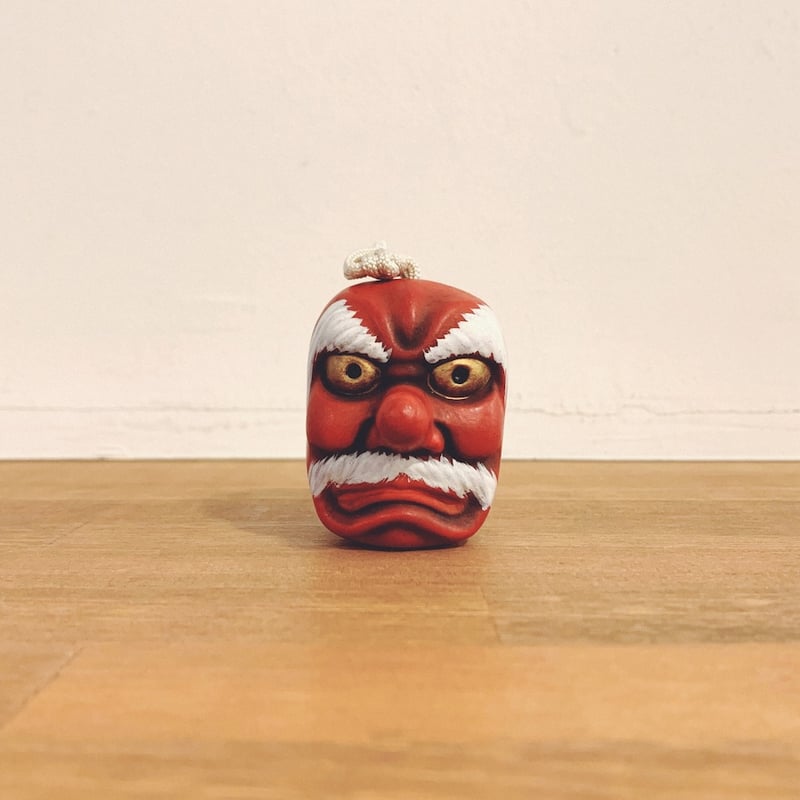 天狗面 宝舟造 共箱 美品 陶製(A518) 清水焼・高橋毅孖の土鈴『天狗とお多福・小』 | 象々の郷土玩具