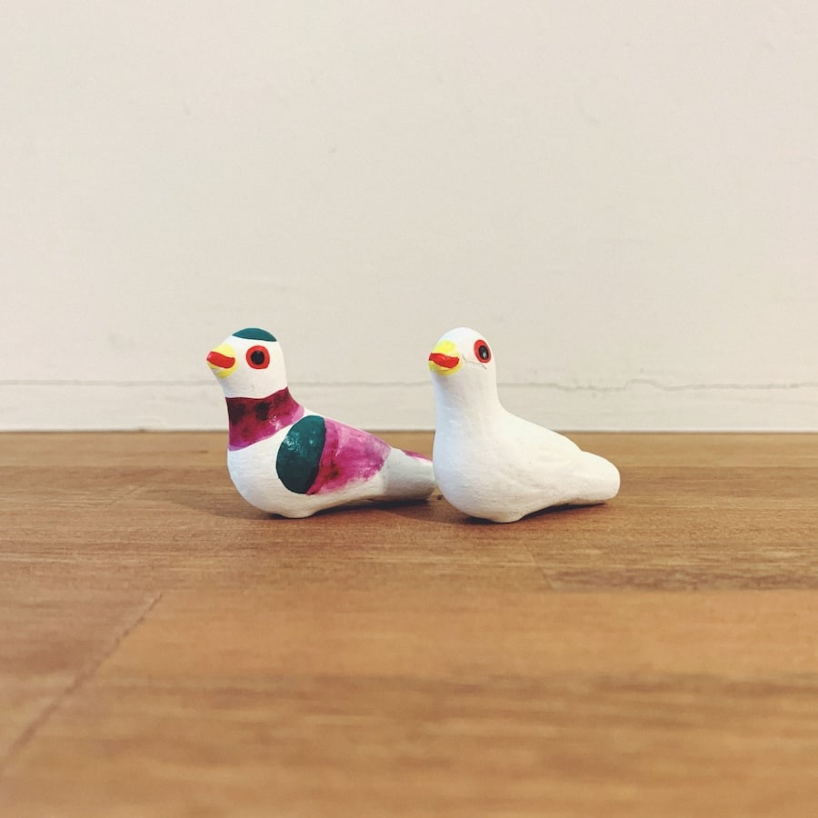 鳩笛・目なし鳩　１０羽セット●１９５０年代当時もの●郷土玩具土人形　民芸品　土笛 鳩笛・目なし鳩 10羽セット○1950年代当時もの○郷土玩具土