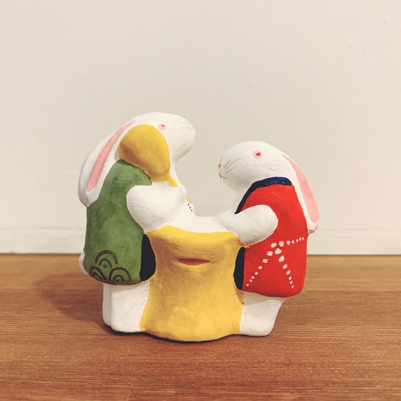 名古屋土人形・野田末吉の『夫婦餅つきうさぎ』 | 象々の郷土玩具