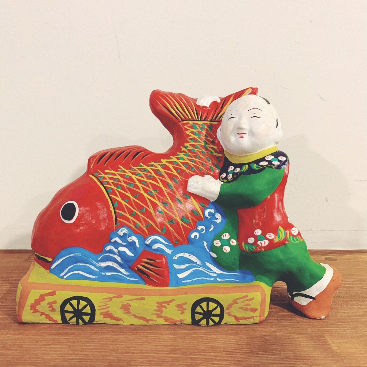 花巻人形/花巻土人形 鯛抱き童子 江戸～明治初期 堤人形 附馬牛人形 古