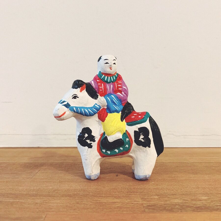 馬乗り小姓 土人形 置物 民芸品