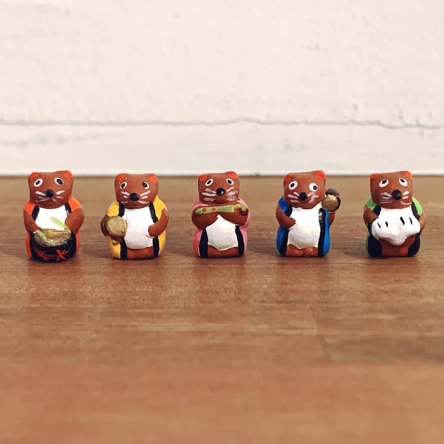 京都・清水豆人形『狸の五人囃子』 | 象々の郷土玩具
