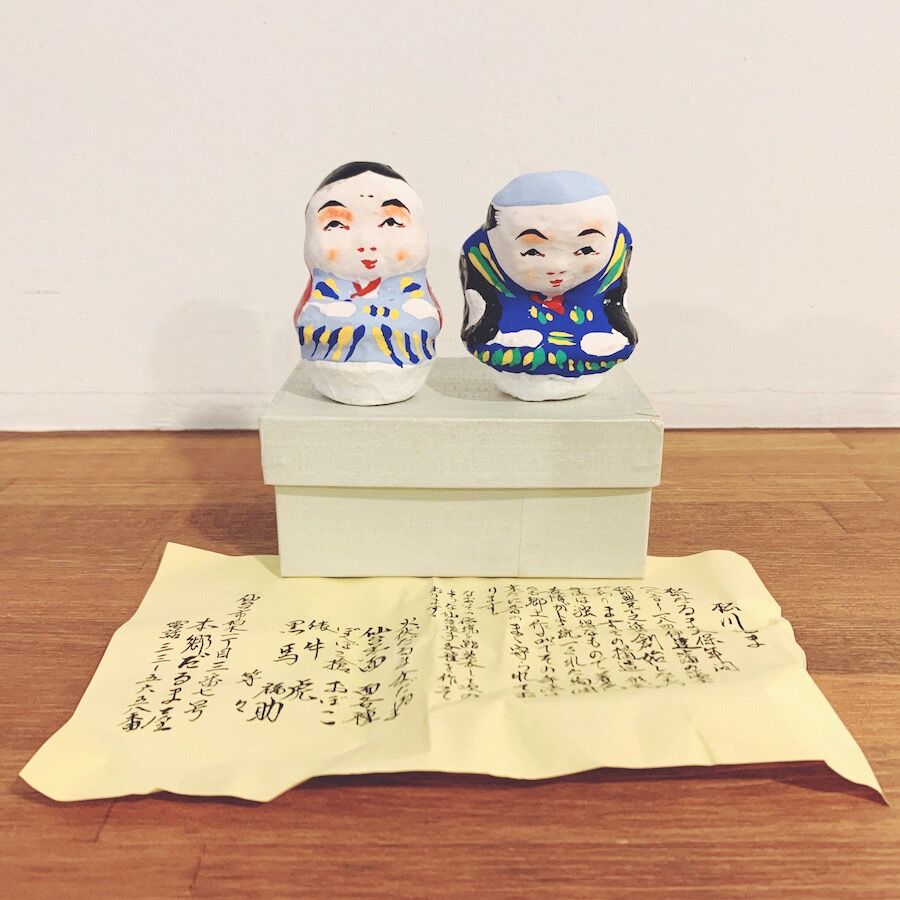 【郷土玩具】廃絶　会津張子　福助 赤ベコなどで知られる、 福島県の郷土玩具「会津張子」。 こちらは